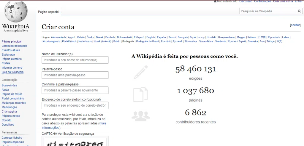 Como criar um artigo e escrever para a wikipedia Página da wikipedia para edição