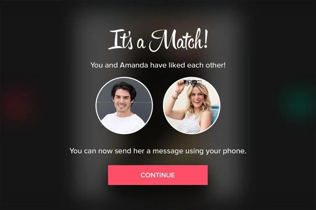 Inteligência artificial descobre o "segredo" por trás de um relacionamento duradouro Tela de match do tinder