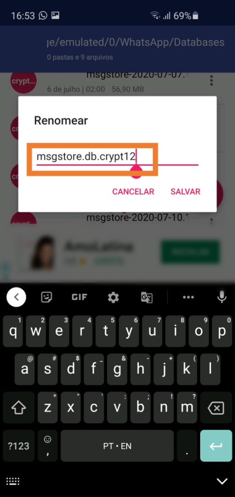 Android - como restaurar mensagens apagadas no whatsapp - passo 6