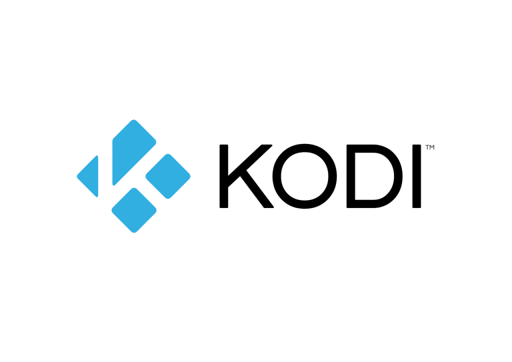 Imagem do logo do aplicativo kodi, sendo um losango formato por dois quadrados e um retângulo cortado ao fim em azul