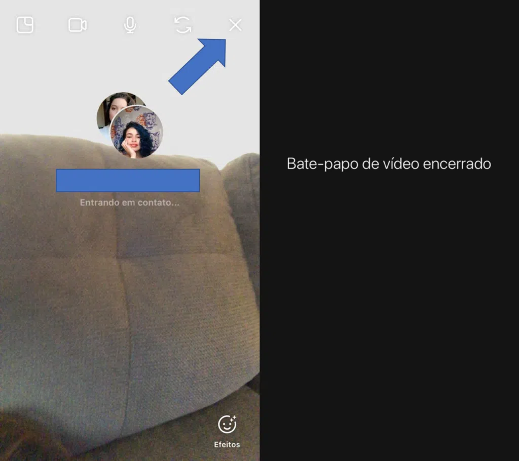 Como fazer uma chamada de vídeo em grupo pelo instagram Encerre sua videochamda