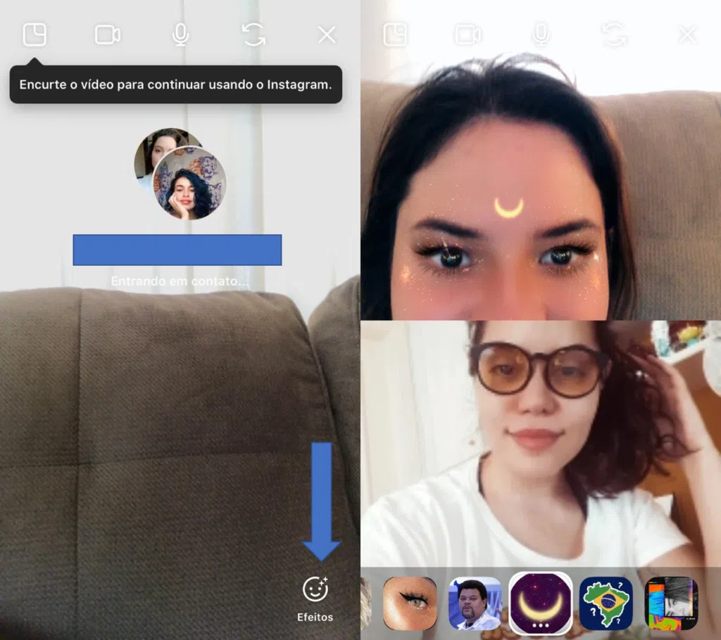 Como fazer uma chamada de vídeo em grupo pelo instagram Videochamada com filtros