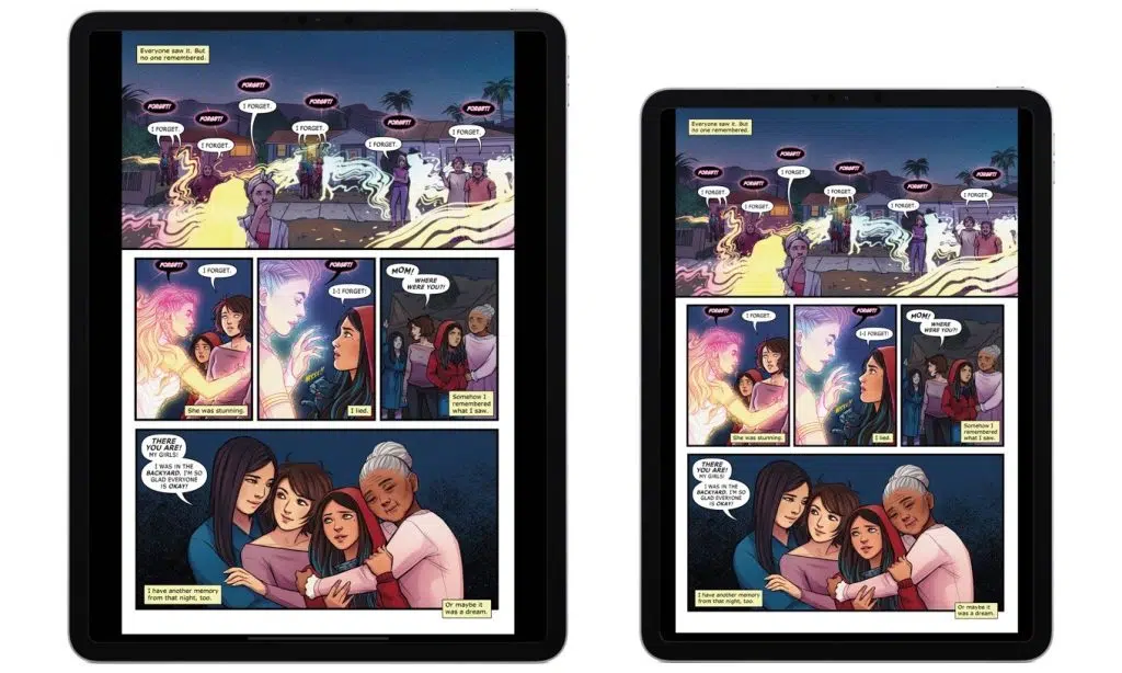 Os melhores aplicativos para ler quadrinhos no celular ou tablet Imagem mostrando dois ipads, um de 12 polegadas e outro de 11, ambos com o aplicativo comixology rodando para ler quadrinhos em dispositivos online