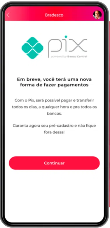 كيفية استخدام والتسجيل في pix ، نظام الدفع والتحويل المصرفي الجديد في البرازيل شاشة توضح التسجيل المسبق
