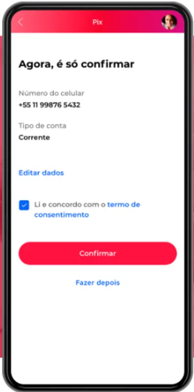 كيفية استخدام والتسجيل في pix ، نظام الدفع والتحويل المصرفي الجديد في البرازيل شاشة تأكيد التسجيل