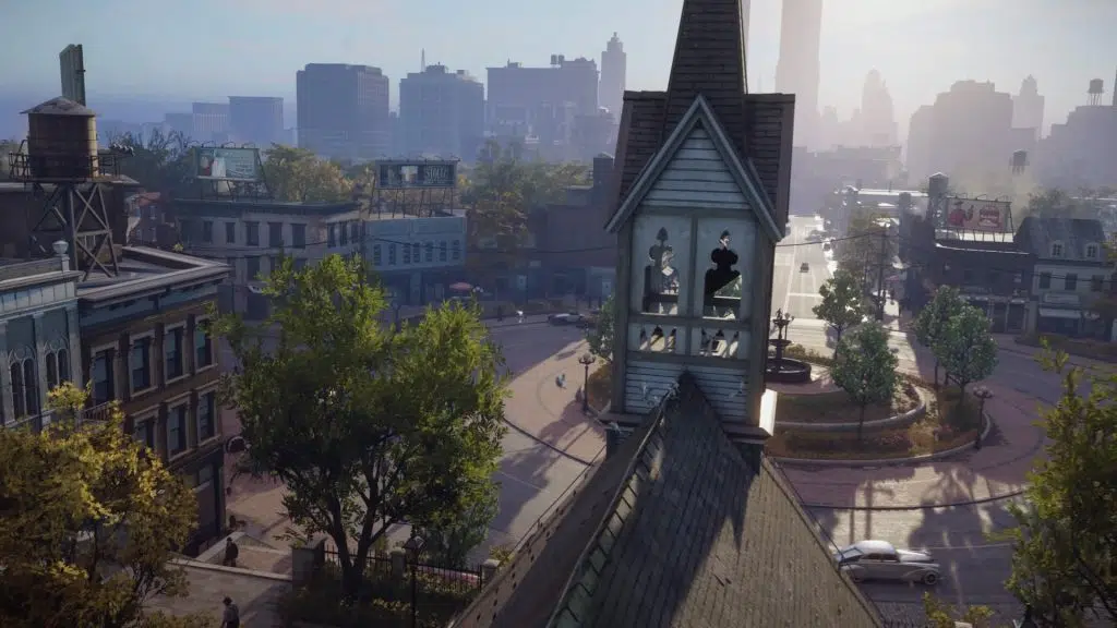 Review: mafia: definitive edition, nova roupagem para um jogo antigo Imagem aérea com uma igreja em primeiro plano.