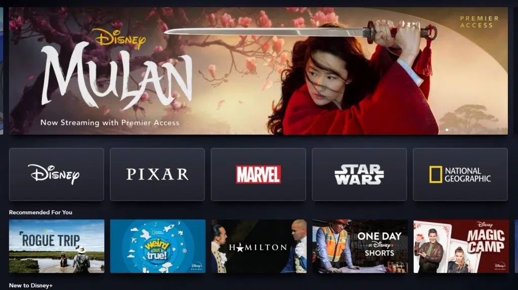 De mandalorian a mulan: quais produções vão ser conteúdo exclusivo do disney+ Imagem da interface do disney plus