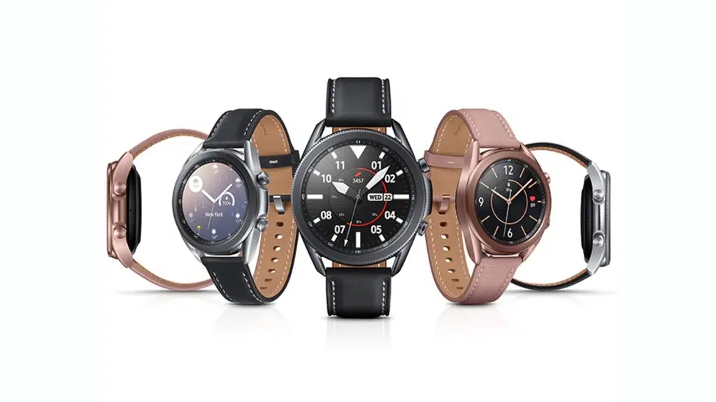 Review: samsung galaxy watch 3, o completo smartwatch com design clássico Galaxy watch 3 fundo branco com 5 relógios em cores diferentes