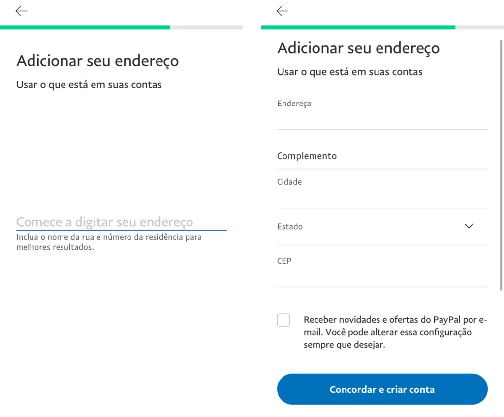 Como usar o paypal no brasil Tela para informar endereço residencial na conta paypal