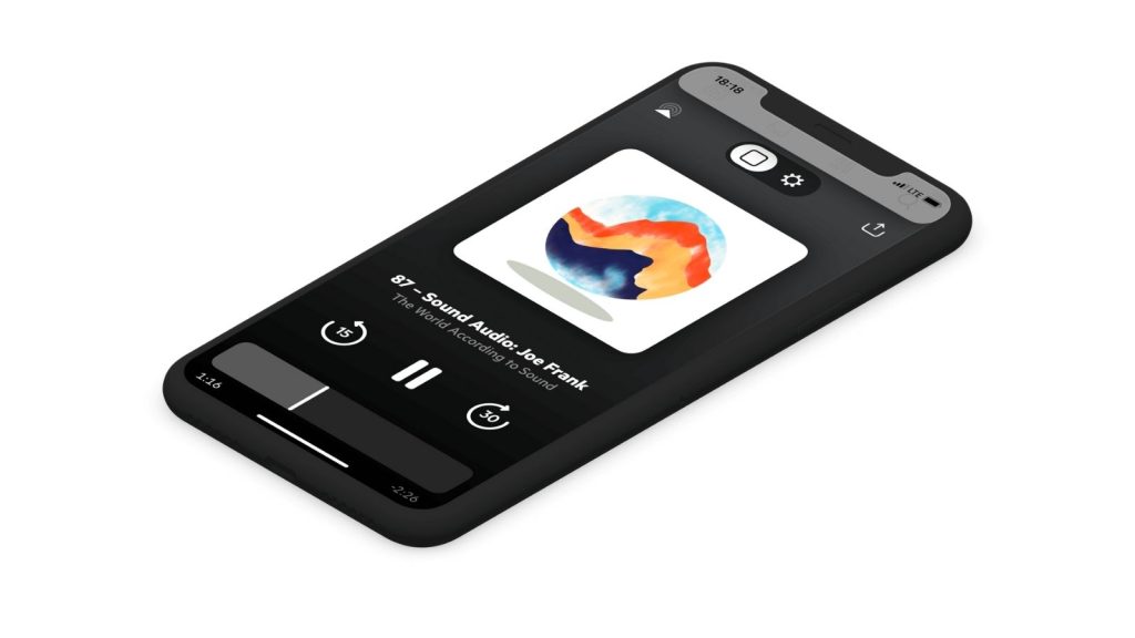 Ilustração de um iphone com castro, um dos apps de podcast para iphone