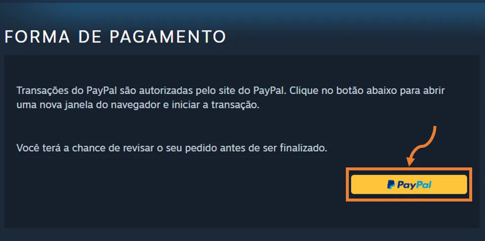 Como usar o paypal no brasil Tela que indica direcionamento para o site do paypal para realizar transação.