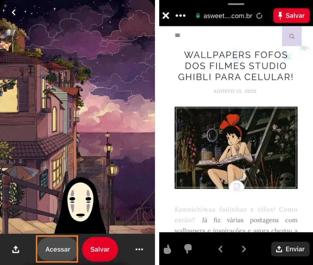 Como usar o pinterest, o guia completo Tela indicando como acessar o conteúdo do pin