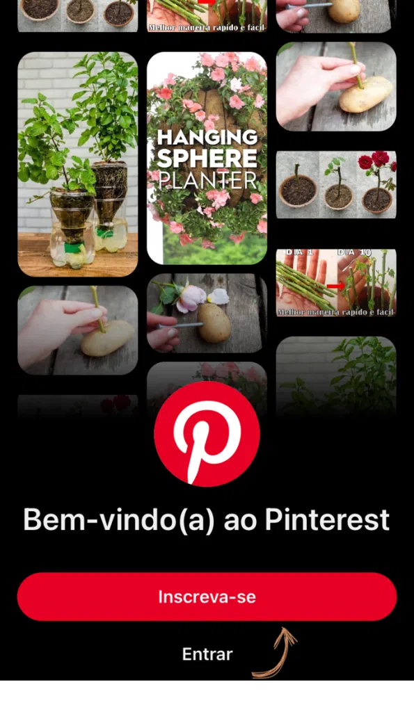 Como usar o pinterest, o guia completo Tela do aplicativo para criar conta no pinterest