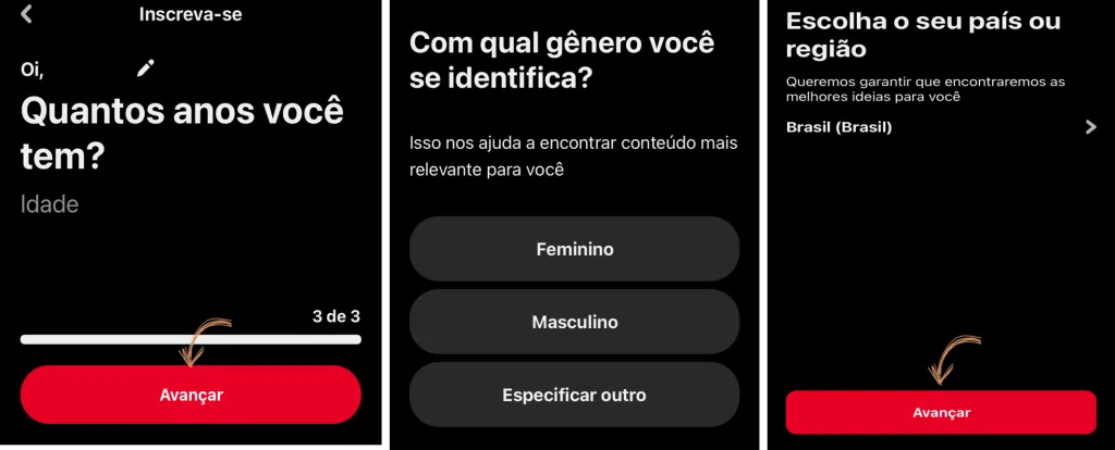 Como usar o pinterest, o guia completo Tela do aplicativo para informações adicionais para a conta no pinterest.