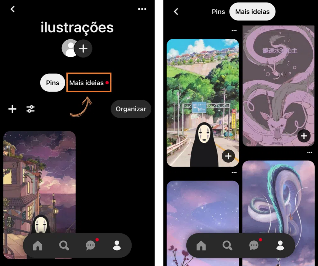 Como usar o pinterest, o guia completo Tela de pastas do pinterest com recursos de mais ideias