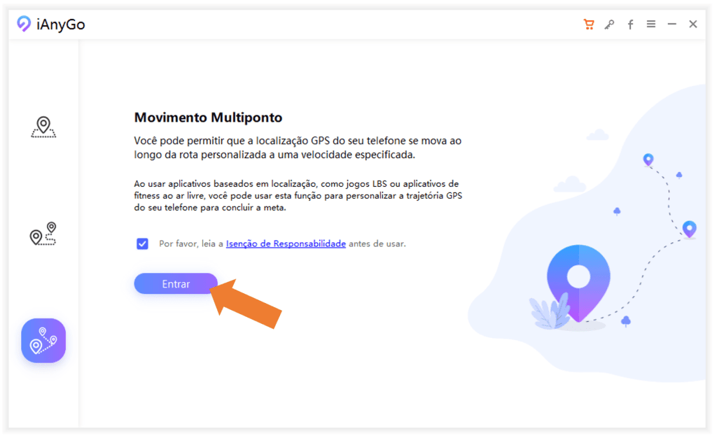 Como mudar a localização do iphone para jogar pokémon go sem instalar nada nele Passo 2, com o iphone já conectado, toque em "entrar"