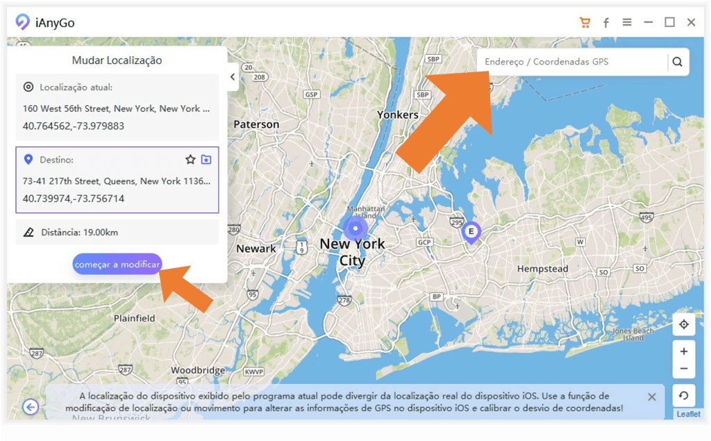 Como mudar a localização do iphone para jogar pokémon go sem instalar nada nele Passo 4, selecione um ponto no mapa para mudar a localização do iphone