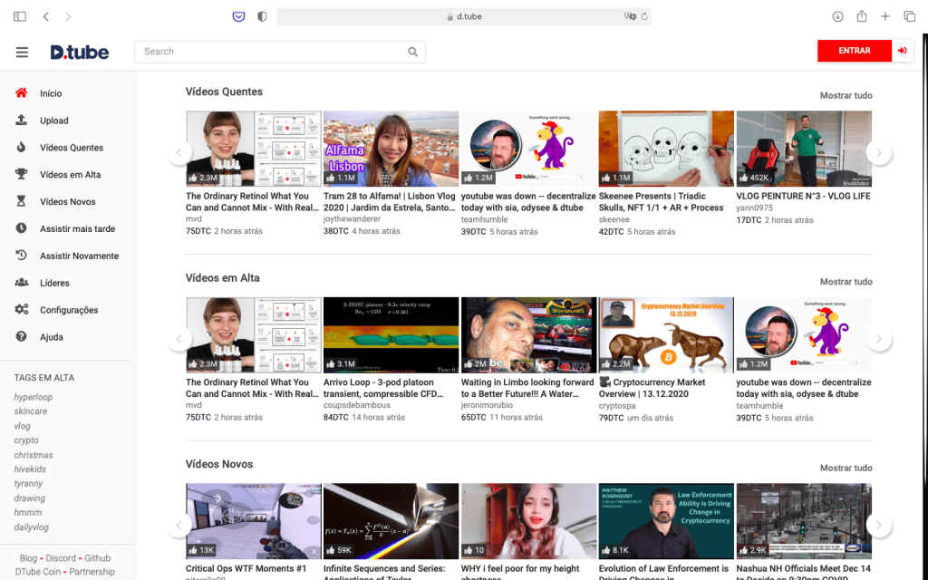 Le migliori alternative a YouTube per uscire dalla tua bolla Pagina iniziale di d. Tube, una delle alternative a youtube