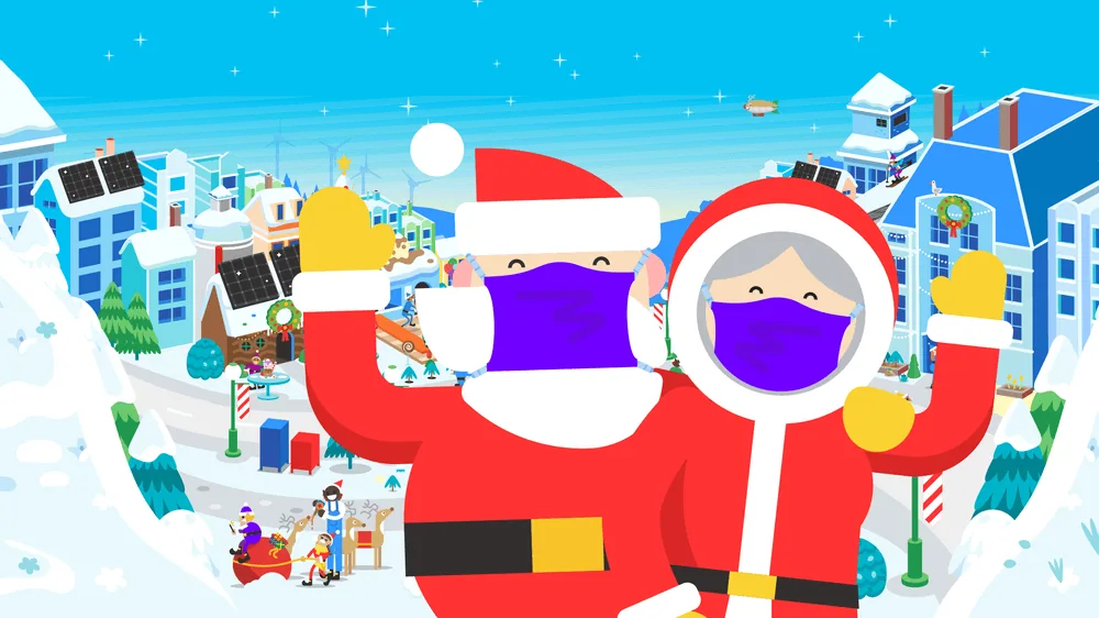 'ikuti santa claus di google' menunjukkan lokasi orang tua yang baik saat natal Gambar permainan mengikuti santa claus di google