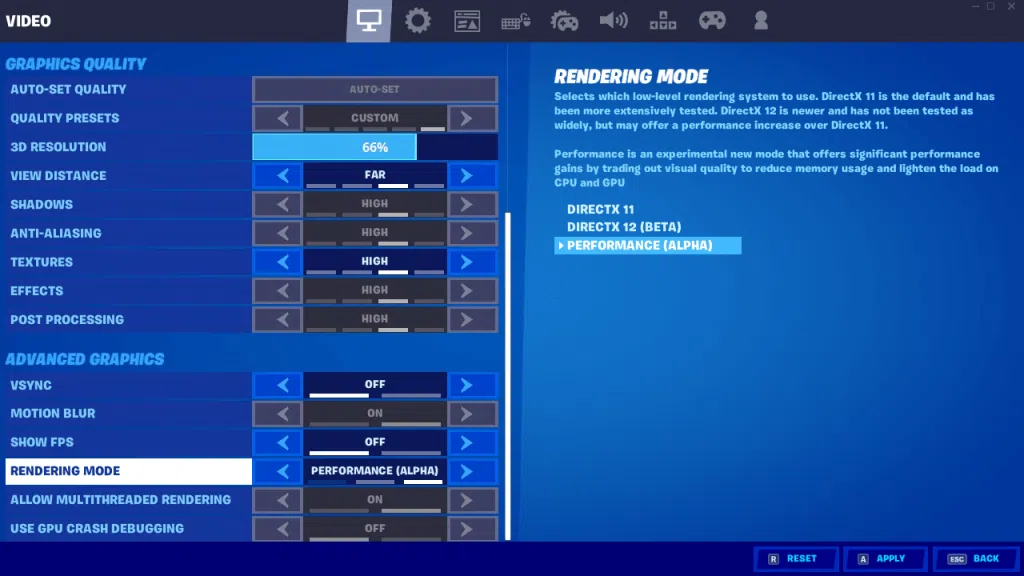 la modalità prestazioni fortnite esegue il gioco su PC più deboli Migliora la frequenza dei fotogrammi nel gioco con la modalità prestazioni di fortnite.