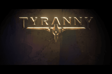 Logo de anúncio do jogo tyranny, da obsidian e publicado pela paradox