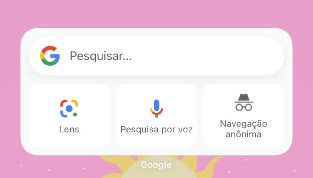 O widget do google permite realizar buscas diretamente da sua tela inicial