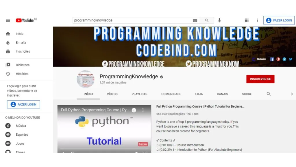 Comece a aprender programação de graça com essas 6 plataformas Comece a aprender programação com o canal programmingknowledge