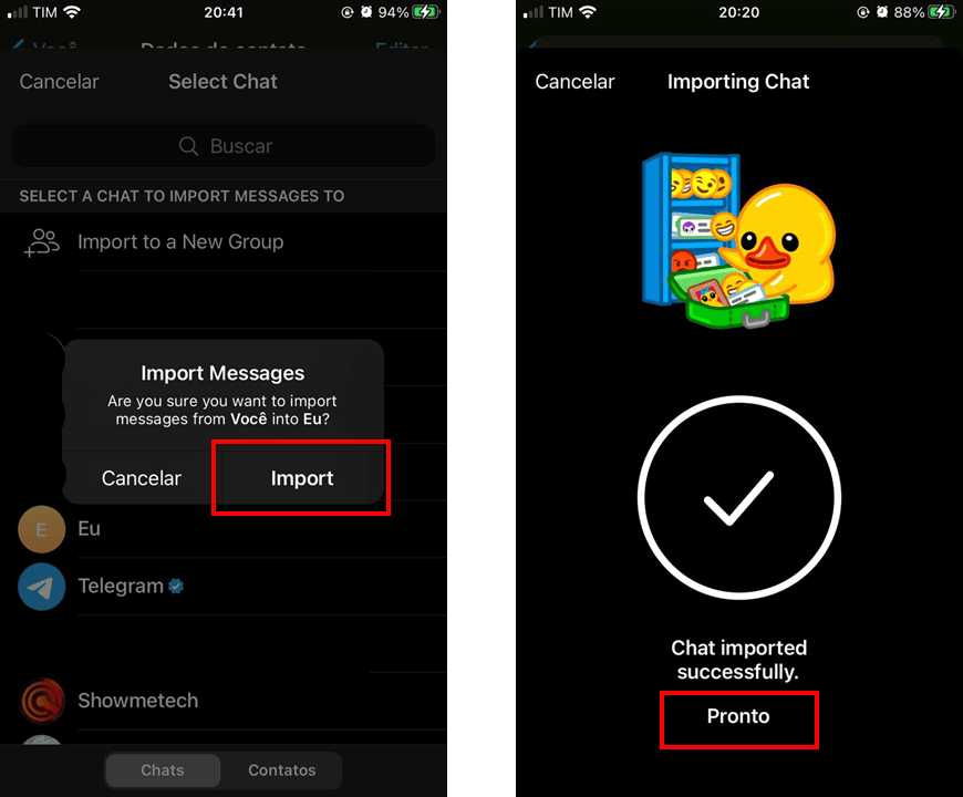 Telegram permite importar conversas do whatsapp Quinto passo para importar conversas do whatsapp