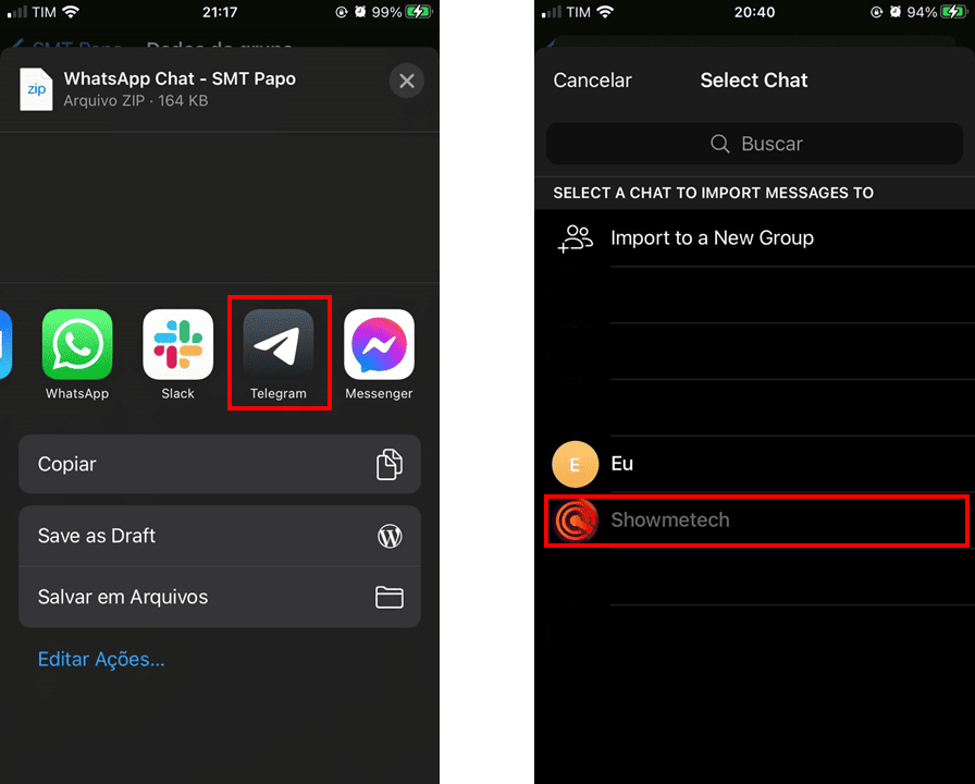 Telegram permite importar conversas do whatsapp Telegram permite importar conversas do whatsapp. Telegram 7. 4 traz a opção de importar conversas do whatsapp, que é uma função a mais para quem quer trocar de mensageiro