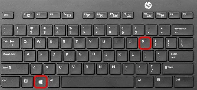 Cómo conectar su computadora portátil a un monitor Imagen de un teclado; ventanas resaltadas y teclas p.