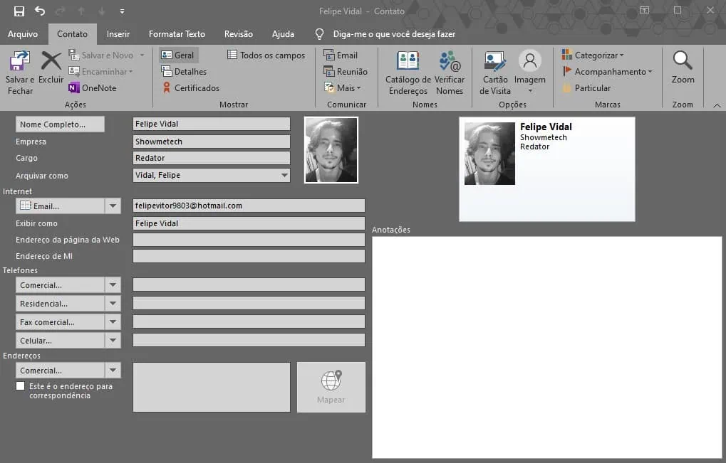 Como usar o outlook, o programa de e-mail da microsoft Felipe vidal como contato