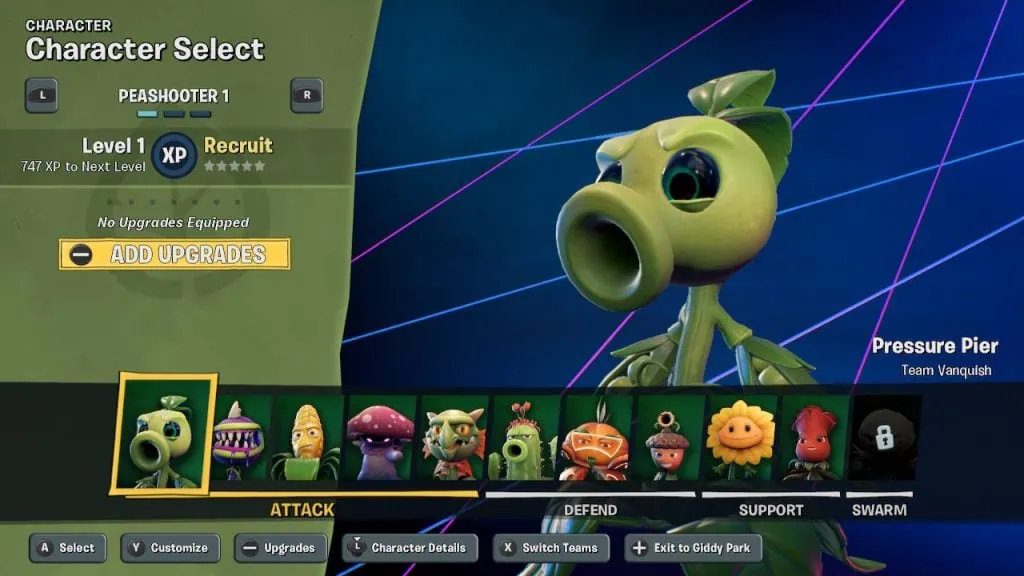 Review: plants vs. Zombies: battle for neighborville, um bom jogo no switch Seleção de personagens do tipo planta em plants vs. Zombies: battle for neighborville