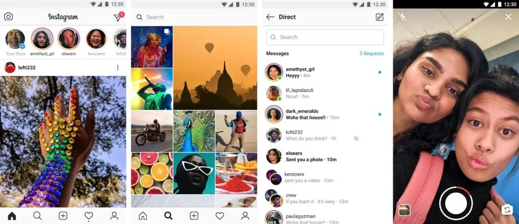 Novo instagram lite ocupa apenas 2 mb de armazenamento Telas do novo instagram lite