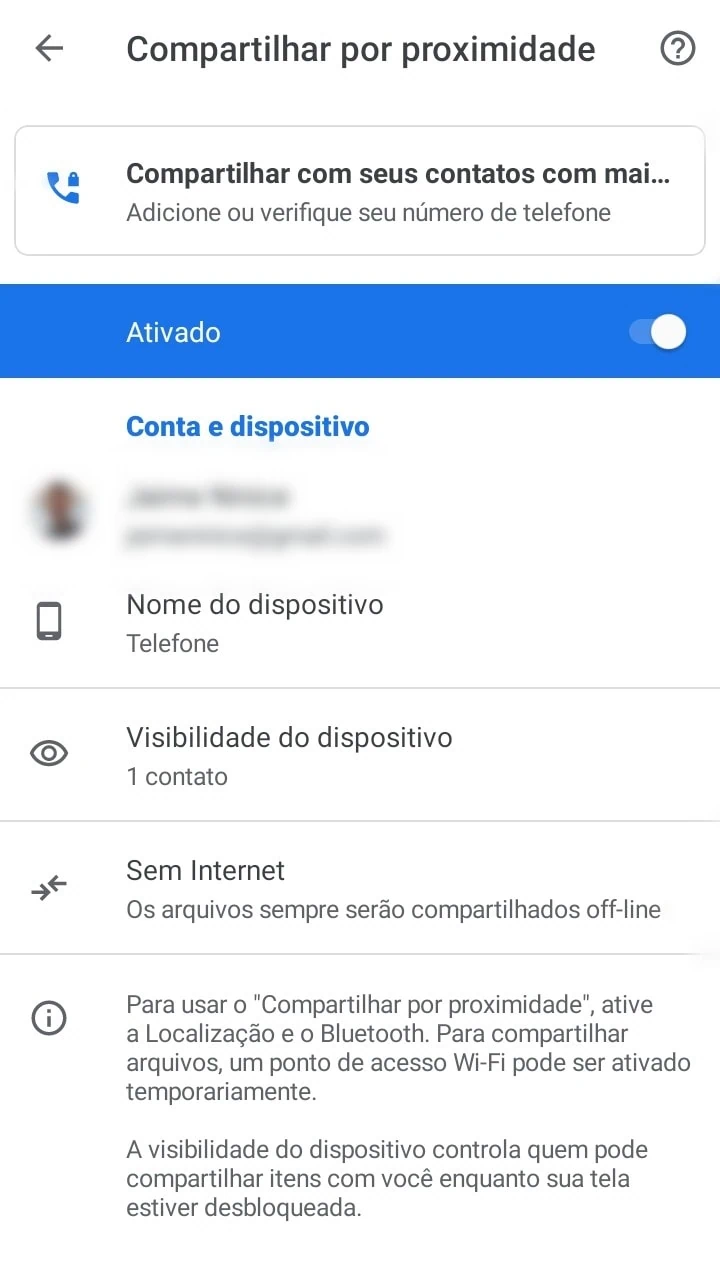 Como compartilhar arquivos e apps no android com nearby share Configurações do recurso compartilhar por proximidade - compartilhar arquivos e apps no android