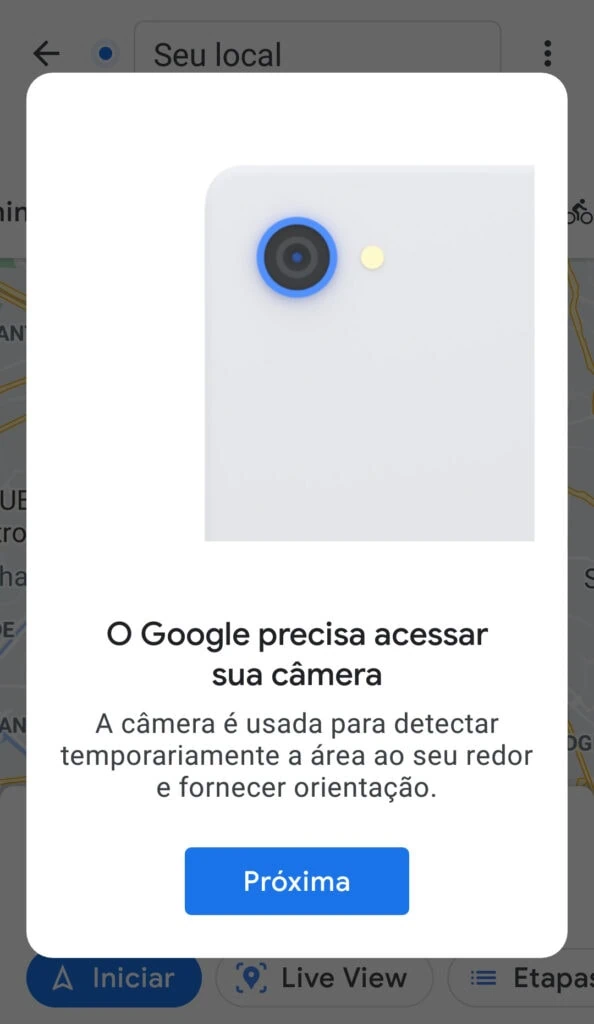 21 dicas e truques para google maps Captura da tela o google precisa acessar sua câmera no aplicativo google maps.