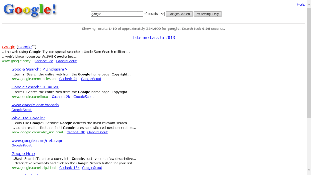 Googles Top 10 Ostereier Google im Jahr 1998