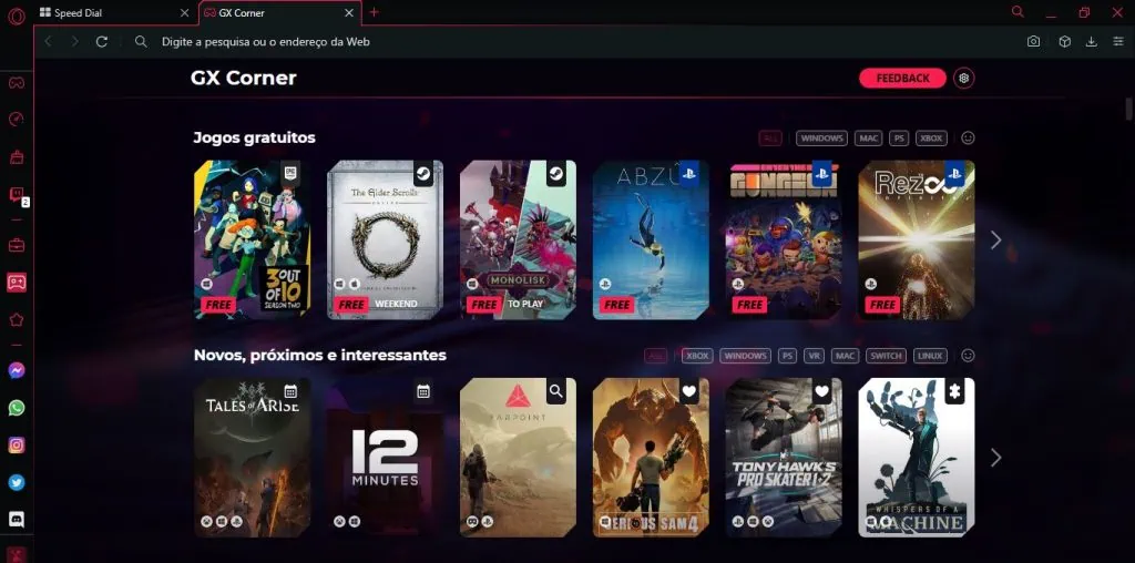 Opera gx, o navegador gamer dedicado para jogos Opera gx, o navegador gamer dedicado para jogos. Em acesso antecipado, o opera gx oferece atalhos para acessar o whatsapp, twitter e facilidades como desencaixe de vídeos para assistir fora do navegador