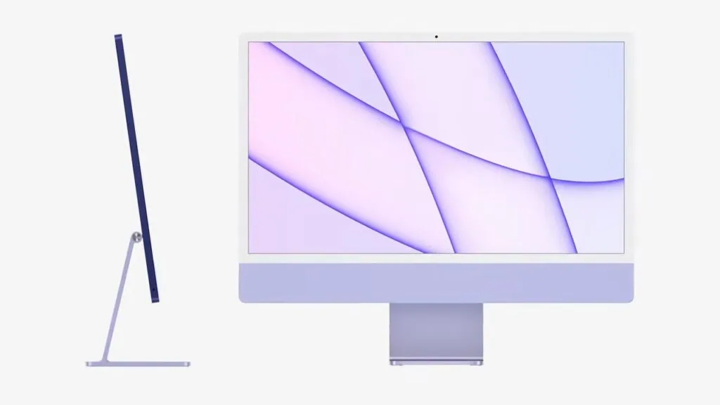 Apple が m1 チップを搭載した新しい imac を XNUMX つの新しい色で発表 紫色の新しい iMac