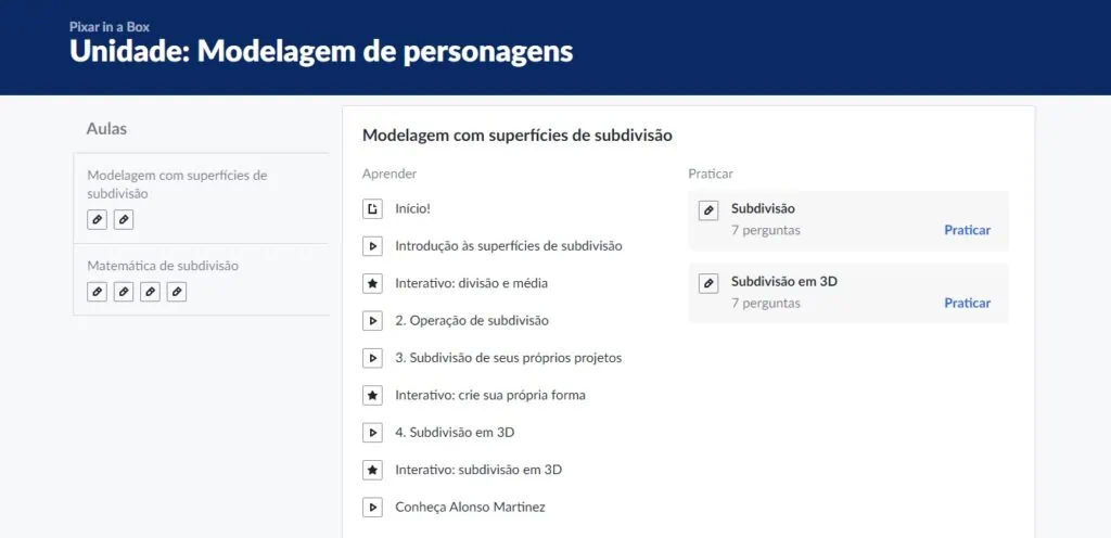 10 cursos online mais legais na khan academy Interface do um módulo no navegador.