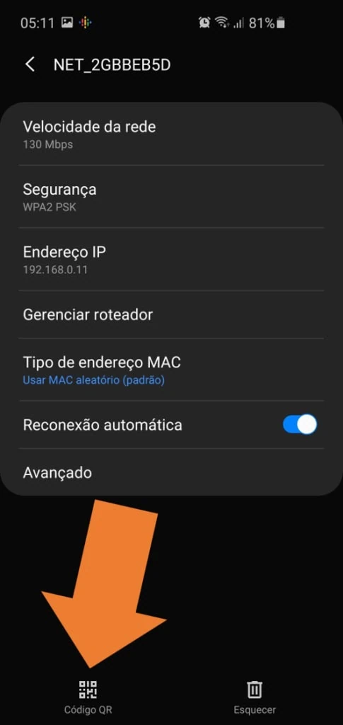 パスワードなしでwifiに接続する方法 Android の画面では、左下に QR コードでネットワーク共有ボタンが表示されます。