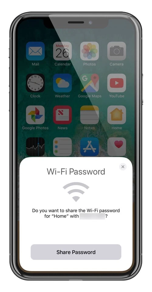 パスワードなしでwifiに接続する方法 誰かが Wi-Fi ネットワークに接続しようとしているという通知が表示された iPhone の画面。