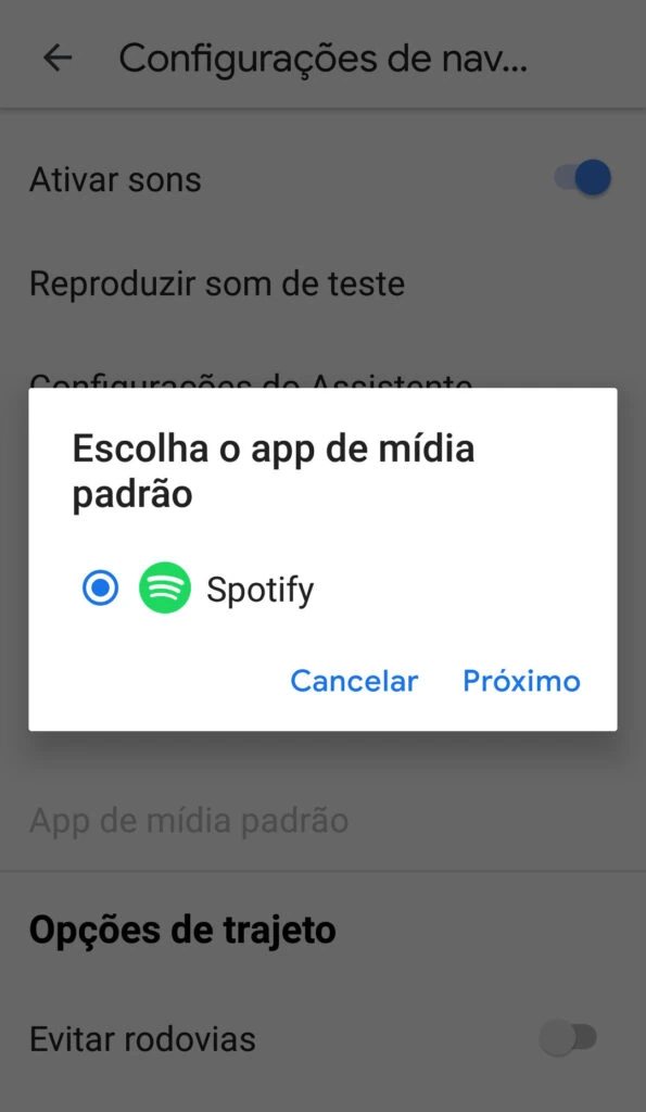 21 dicas e truques para google maps Captura de tela do menu escolha o app de mídia padrão.