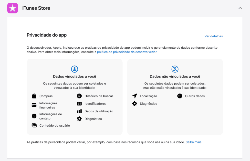 Google wird App-Datenschutzdaten in den Play Store aufnehmen Apple-Sicherheitsbeispiel