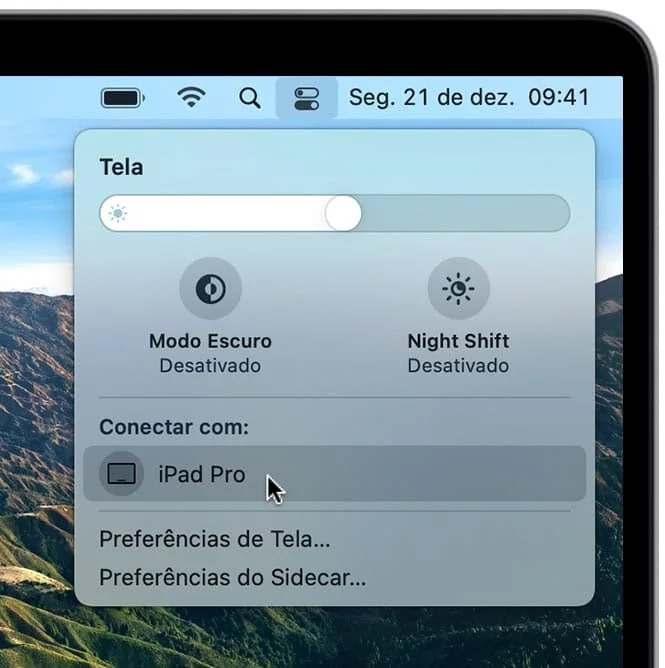 Como usar o ipad como segunda tela do mac ou pc Central de controle (macos big sur) - como usar o ipad como segunda tela