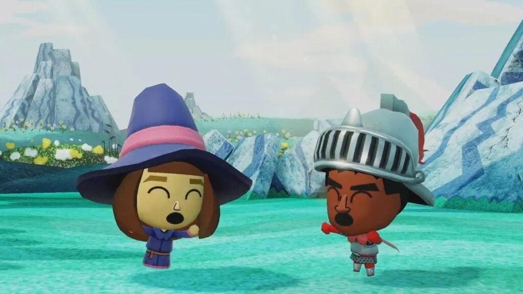 Review: miitopia - süß und leicht komplex Zwei Charaktere aus dem Spiel führen einen kleinen Tanz auf.