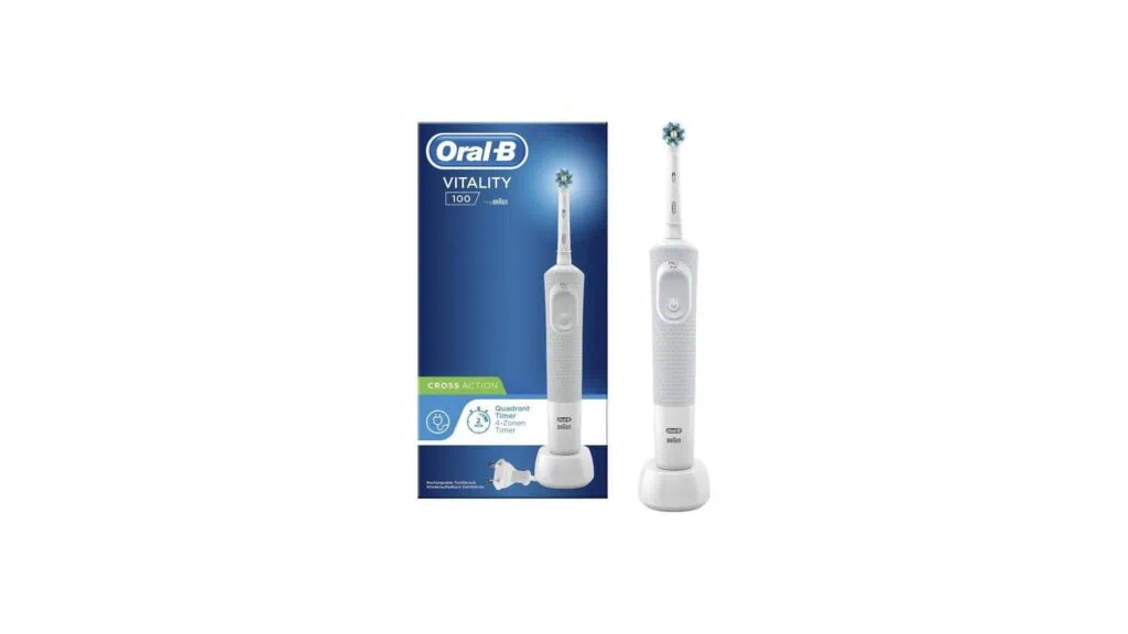 Review: oral-b vitality 100, uma excelente escolha dentre as escovas de dentes elétricas Oral-b vitality 100 imagem da escova na base
