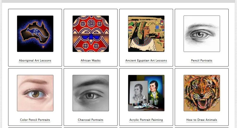 8 sites gratuitos para aprender a desenhar online Sessão do site arty factory contendo algumas aulas referentes a ilustrações e até mesmo história da arte.
