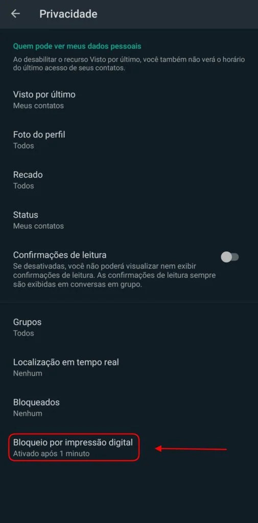 Whatsapp: 15 dicas e truques para usar melhor o app Ativando a impressão digital no whatsapp