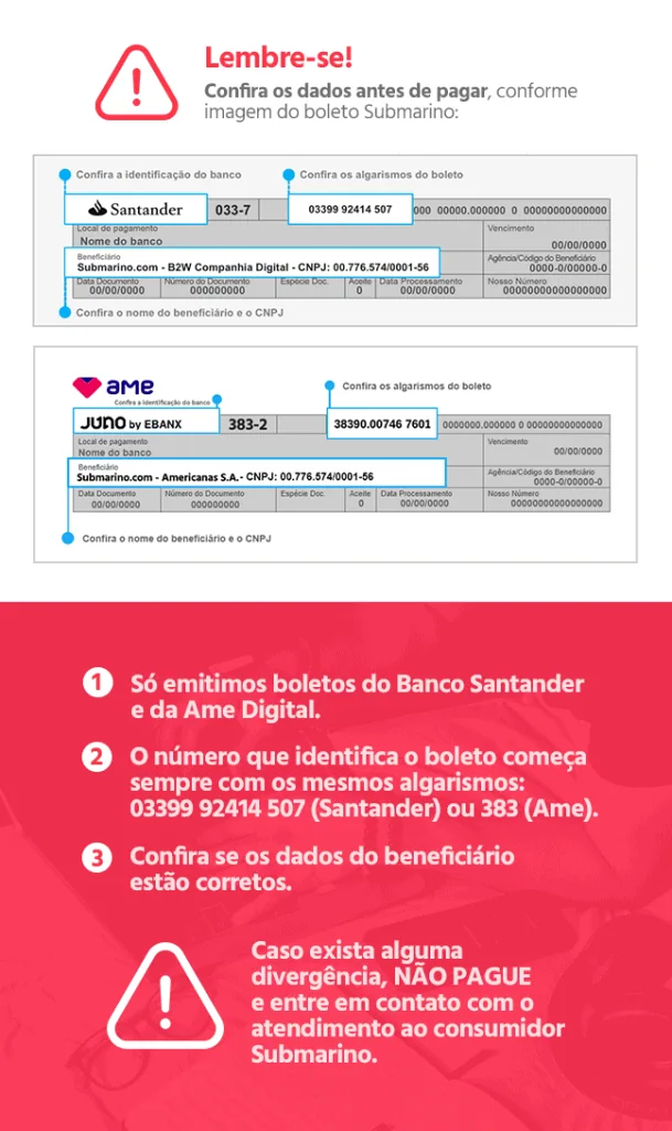 Submarino é confiável? Veja como comprar com segurança Exemplo de boletos no submarino
submarino é confiável