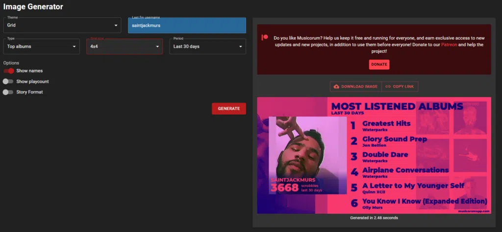 Last fm: saiba como usar e rastrear o que você escuta Exemplo de colagem do last fm feita pelo site musicorum